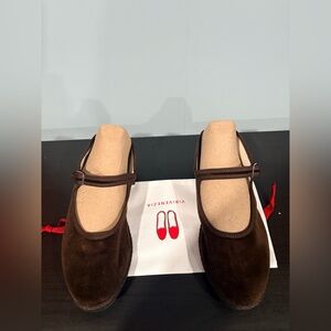 ViBi Venezia Women's Mary Jane Velvet Ballet Flats | Color: amerigo| size:7.5/38